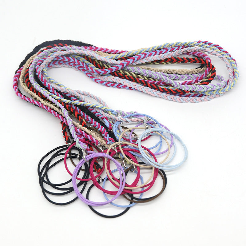 Elastic Tough Exercise Horse Tail Holder Woven Twisted Hair Rope