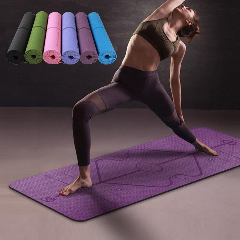 Non-Slip TPE Yoga Mat with Position Lines