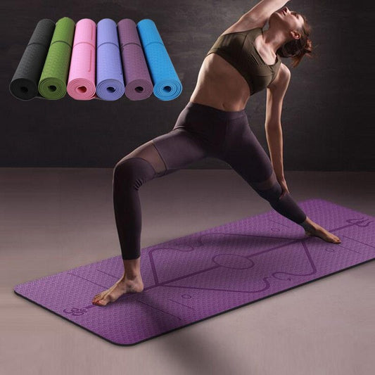 Non-Slip TPE Yoga Mat with Position Lines
