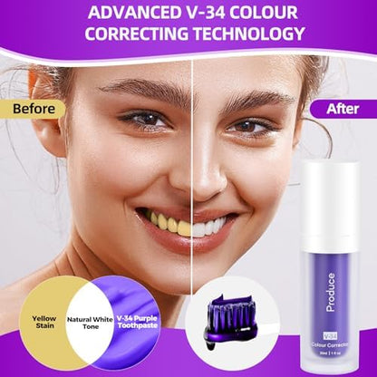Purple Toothpaste Whitening, Instant Brightening Teeth Whitening
