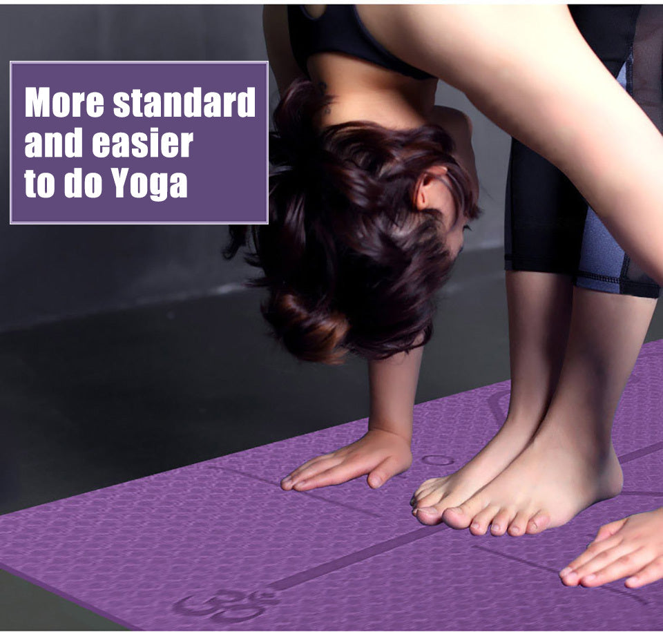 Non-Slip TPE Yoga Mat with Position Lines