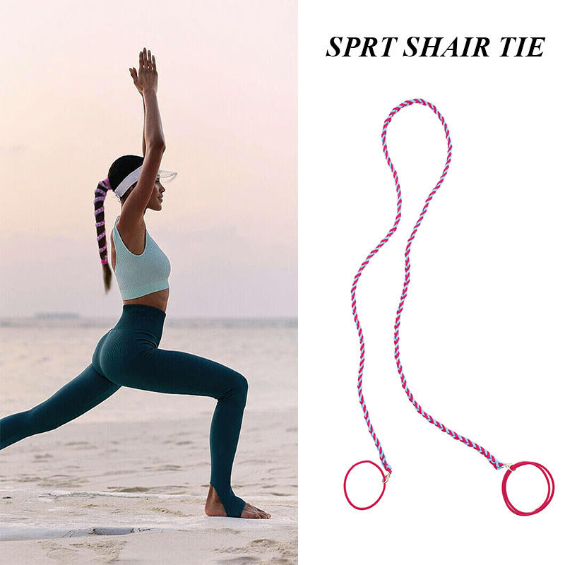 Elastic Tough Exercise Horse Tail Holder Woven Twisted Hair Rope
